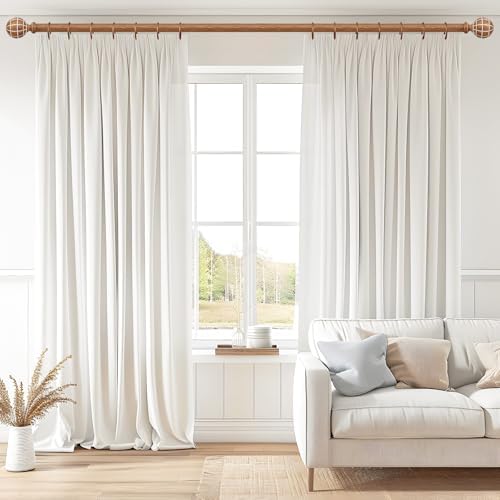 JRZOO Imitation Wood Grain Curtain Rods 30-88 Inches