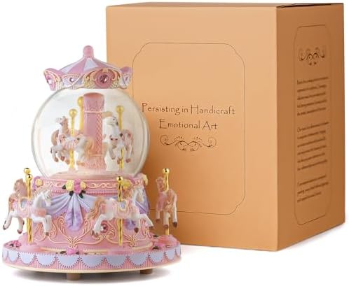 Carousel Snow Globe Music Box Birthday Gift for Girls