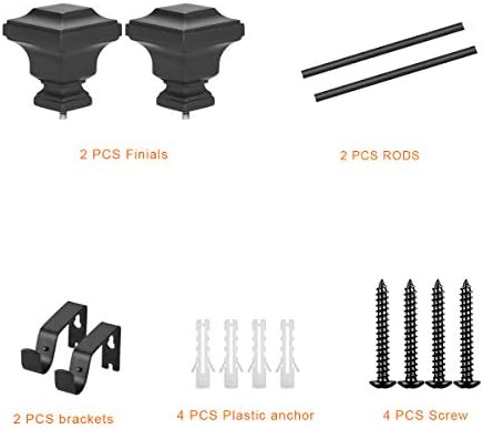Rust-Resistant Iron Curtain Rods Black 28-48 Inches
