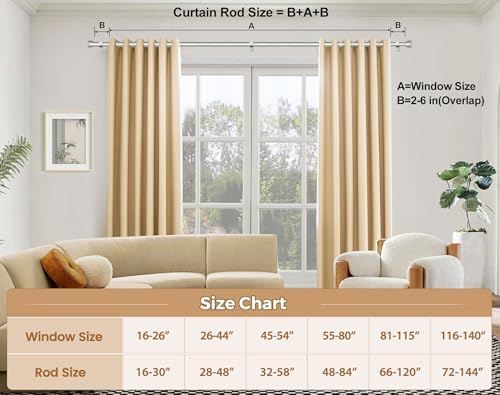 Heavy Duty Curtain Rod 66-120 Inch Silver