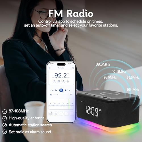 Fansbe Smart Bluetooth Alarm Clock with Night Light and FM Radio