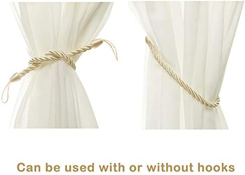 BEL AVENIR Curtain Rope Tiebacks 4 Metal Hooks 4 Pack