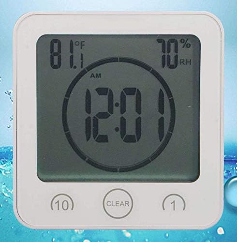 BTZHY Waterproof Digital Wall Clock with Alarm and Temperature Humidity Display