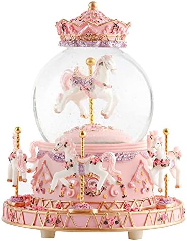 Musfunny Carousel Snow Globe Music Box with LED Lights