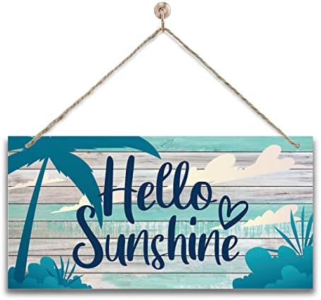 Hello Sunshine Wood Wall Sign 12x6 Inch