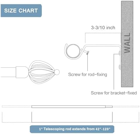 KNOWBELL 42 to 120 Inch Curtain Rod with Cage Finials