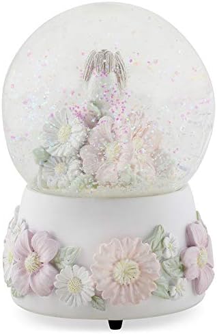 Pastel Chickadee Flowers Musical Snow Globe