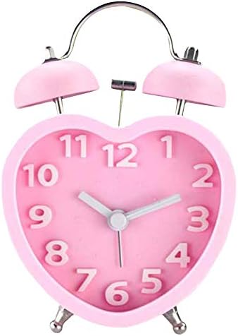 3in 3D Dial Loud Twin Bell Alarm Clock with Heart Shape Nightlight