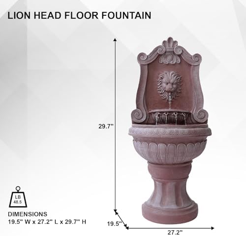 Xbrand 524 In Sandstone Lion Head Floor Fountain