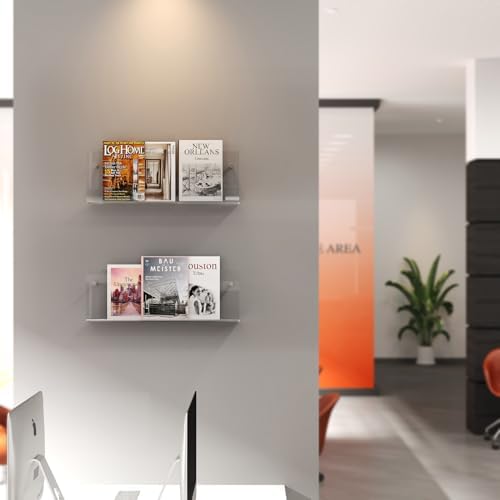 Acrylic Magazine Holder 2 Pack Clear 17 Inch Wall Mount