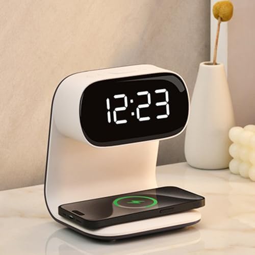 IHAO 3in1 Wireless Charging Alarm Clock Night Light