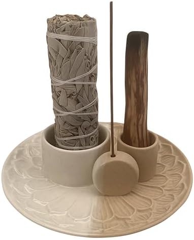 4 In 1 Incense Holder Ceramic Ash Catcher for Yoga and Meditation