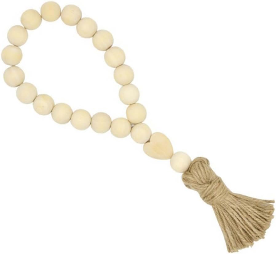 Garneck Wooden Bead Garland Rustic Tassels
