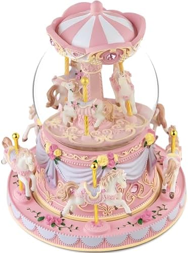 Carousel Snow Globe Music Box Birthday Gift for Girls