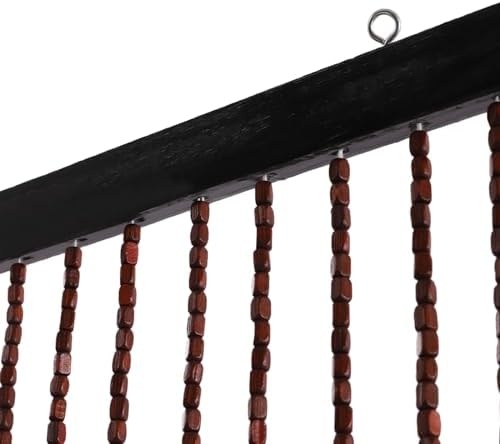 Beaded Curtain Door String with Bamboo and Wood Chocolate 355x82in