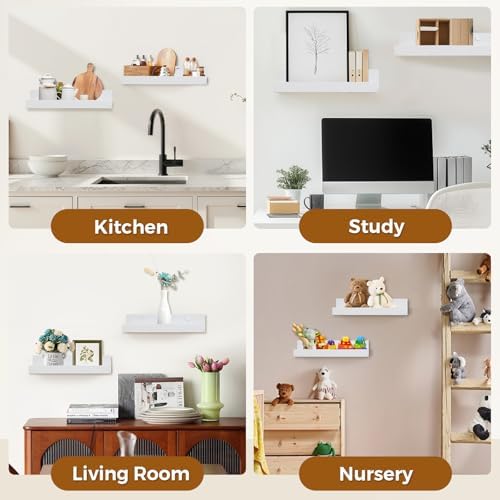 Muzilife 12 Inch Floating Wall Ledge Shelves Set of 2