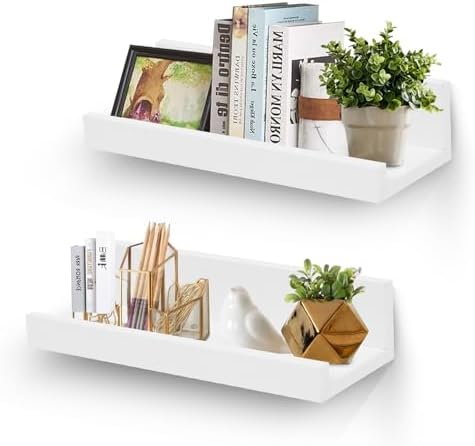 Muzilife 12 Inch Floating Wall Ledge Shelves Set of 2