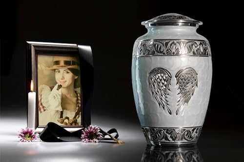 Cremation Urn with Angel Wings Design Sky Blue