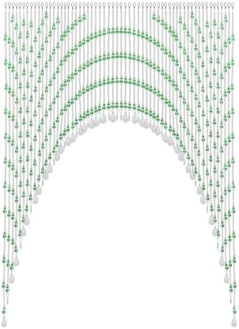 60 String Beaded Curtain with Clear and Green Glass Beads