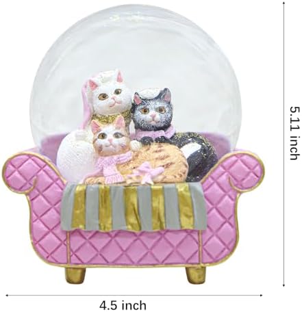 Cat Snow Globes for Girls - Pink Glitter Decor