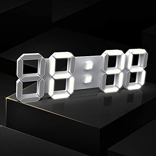 EPSKY 3D White Digital Wall Clock with Alarm and Date Display