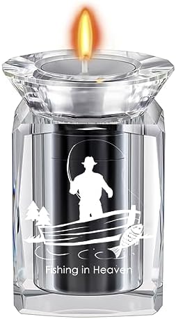 IFOLAINA Small Cremation Urn for Human Ashes Fishing in Heaven Crystal Keepsake