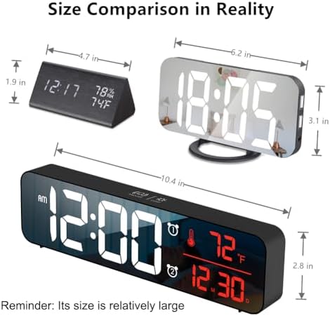 Large Digital Wall Clock with Alarm and Temperature Display