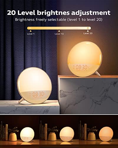Smart Sunrise Alarm Clock with 4 Alarms and FM Radio