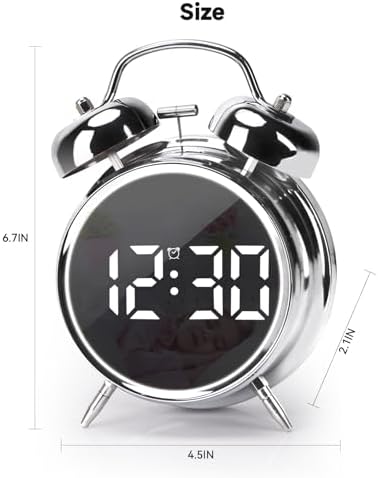 JUSTUP Digital Alarm Clock with Double Bell and Night Light