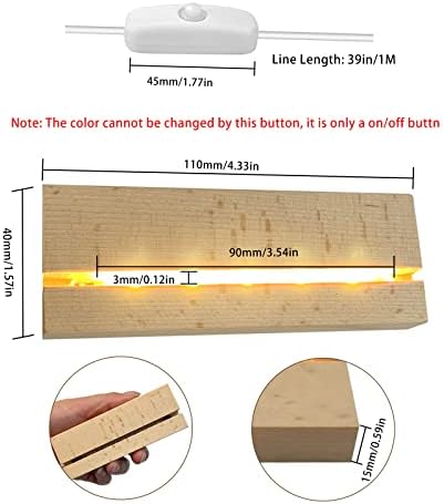 JOJOCY 4 Pack LED Light Base Rectangle Wood Display Pedestal