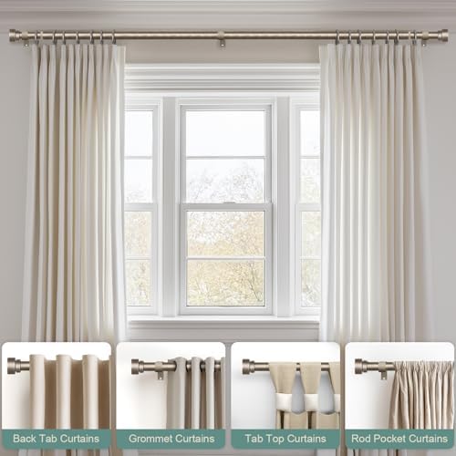 2 Pack Retro Silver Curtain Rods for Windows 66-120 Inches
