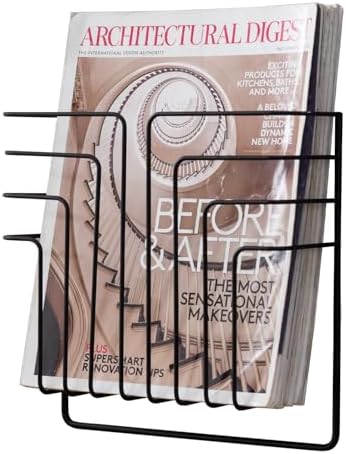 Modern Design Black Metal Wire Magazine Holder and File Folder Rack