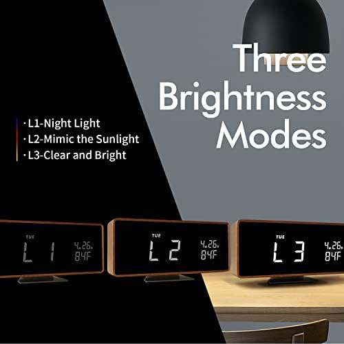 Wooden Digital Alarm Clock with Bluetooth Speaker and Night Light