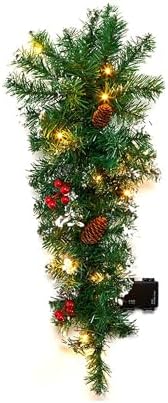 Snow-Tipped Winter Greenery Vertical Swag