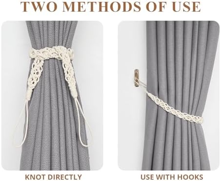 NICEEC 2 Pack Wax Rope Curtain Tiebacks