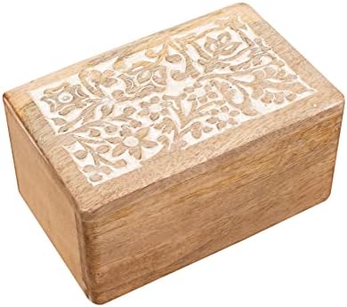 The Wooden Town Hand-Carved Cremation Urn Box - White Wash