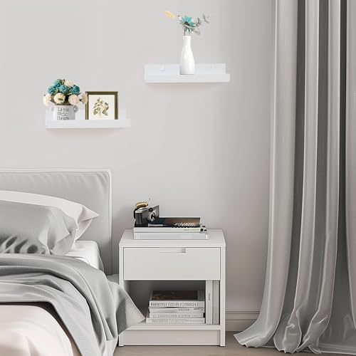 Muzilife 12 Inch Floating Wall Ledge Shelves Set of 2
