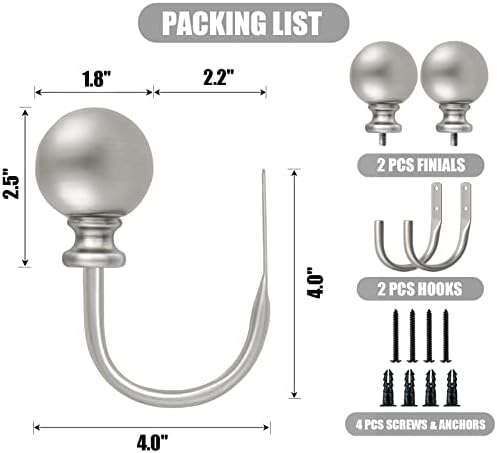 KAMANINA Decorative Curtain Holdbacks with Round Finials