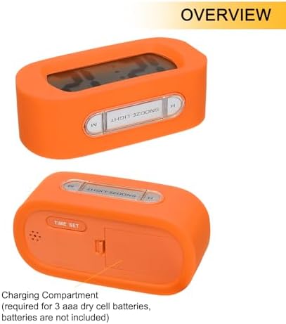 Uxcell Orange LCD Alarm Clock with Snooze