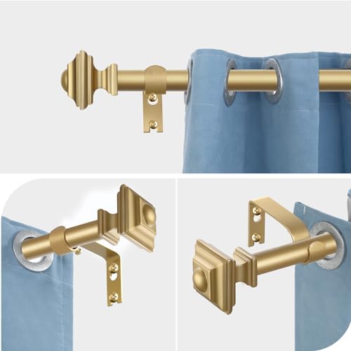 JRZOO Gold Curtain Rods 18-45 with Square Finials