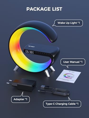 Smiling Shark Smart Wake Up Light with Bluetooth Speaker and Wireless Charger