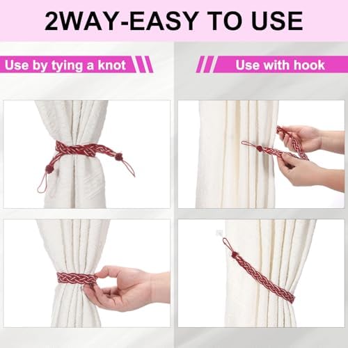 Uxcell 2 Pcs Curtain Tiebacks Orange 56cm Braided Holdbacks