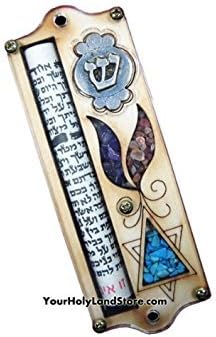 Star of David Mezuzah with Scroll - Natural White 4in Wall Mount