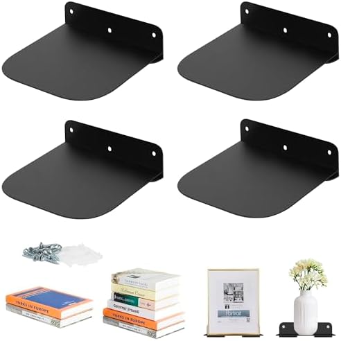 Storage Maniac Floating Book Shelves 4 Pack Black