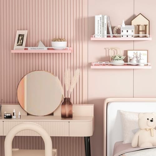 Pink and White Floating Shelves Set of 3