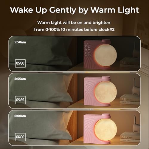 Sunrise Alarm Clock with Moon Lamp and 10 Fairy Sounds