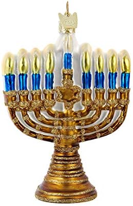Kurt Adler Noble Gems Gold Jewish Menorah Ornament