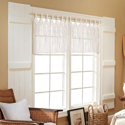 Boho Valance Macrame Curtains 31 W x 39 L