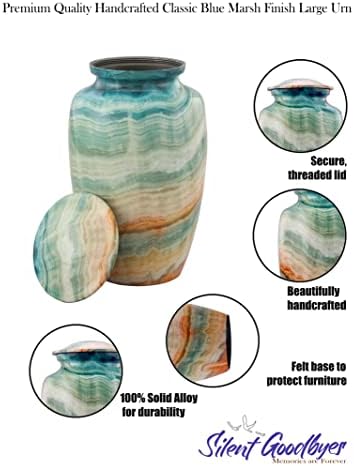 Elegant Blue Marsh Marble Cremation Urn for Human Ashes