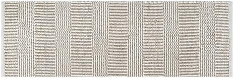 Bedding Craft Jute Cotton Stripe Area Rug Runner 24x72 Inch Natural Ivory